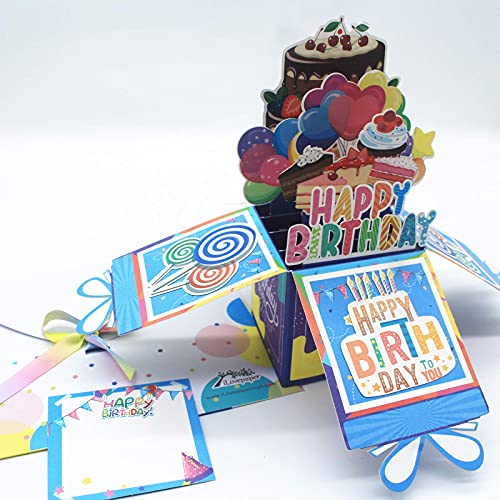 iLovepaper Tarjeta de Cumpleaños 3D, Tarjeta de Felicitación hecha a mano, tarjeta de regalo de cumpleaños con sobre para ella / él, azul