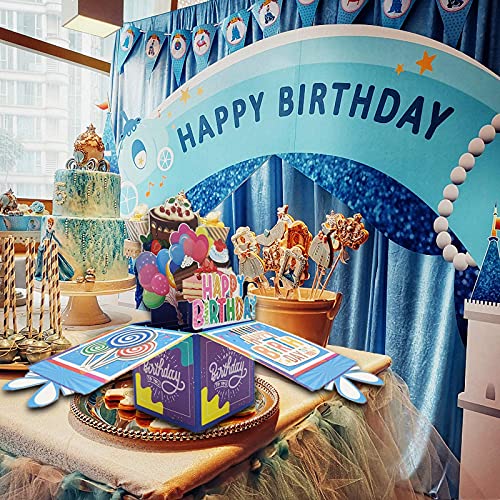 iLovepaper Tarjeta de Cumpleaños 3D, Tarjeta de Felicitación hecha a mano, tarjeta de regalo de cumpleaños con sobre para ella / él, azul