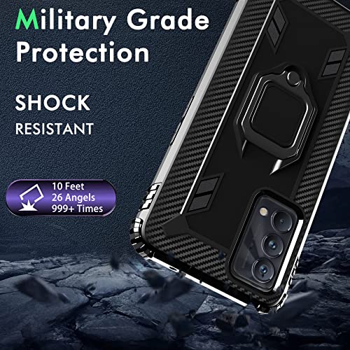 IMBZBK Funda para Realme GT Master Edition 5G, con 2 Protector Pantalla Cristal Templado, [Anillo Soporte de 360 Grados] [Cuatro Bolsas de Aire en Las Esquinas] Silicona Carcasa Fundas, Negro