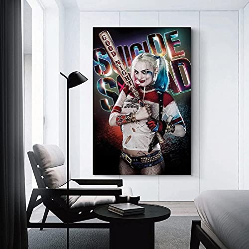 Impresión de lienzo 60x90cm Sin marco Póster de película de Harley Quinn, póster para decoración de habitación, imágenes impresas, carteles de pared de lienzo modernos para el hogar
