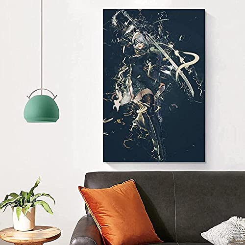 Imprimir sobre lienzo Nier Automata juego póster imagen decoración del hogar pinturas interiores lienzo moderno pared 30x45cm Sin marco