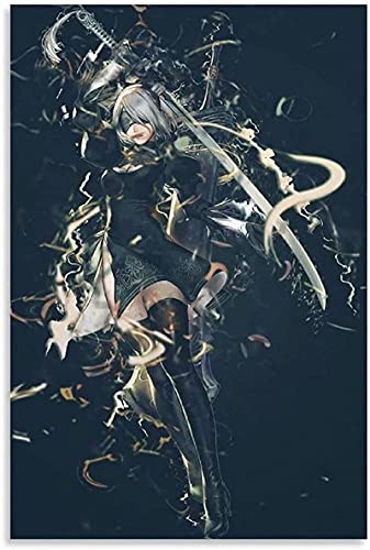 Imprimir sobre lienzo Nier Automata juego póster imagen decoración del hogar pinturas interiores lienzo moderno pared 30x45cm Sin marco