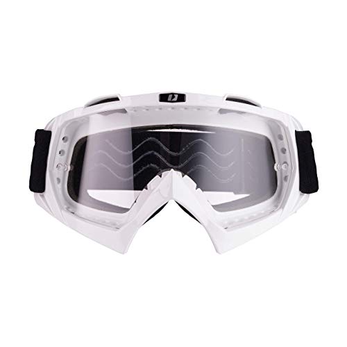 iMX Gafas Mud Lente transparente Correa con estampado de silicona Espuma de tres capas Incluye una lente Motocross Enduro Mtb Downhill Freeride, One Size, Blanco