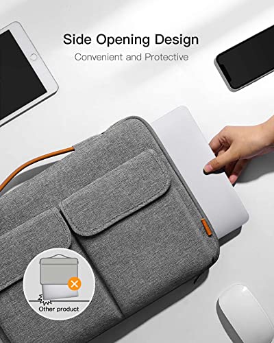 Inateck 360° Protección Funda Maletin Compatible con 14 MacBook Pro 2021, 13 MacBook Air 2017-2012, 13 MacBook Pro 2015-2012, 13,5 Surface Laptop, MateBook D14, Gris