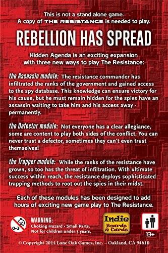 'Indie Tarjeta & Card Games ibg0 RE03 – de Tablero The Resistance: Hidden Agenda Expansion