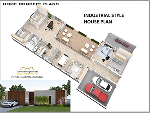 INDUSTRIAL STYLE House Plan / Modern Large Family Home / 3 Living Areas / Home Studio/ Double Garage: This is our full architectural set of concept plans (English Edition)