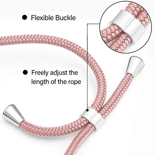 Ingen Funda con Cuerda para Samsung Galaxy M30/A40S- Carcasa Transparente TPU Suave Silicona Case con Colgante-Rosado