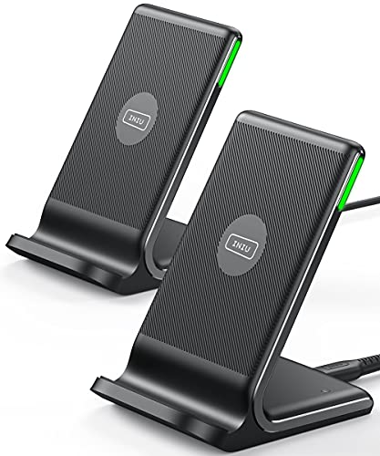 INIU Cargador Inalámbrico Rápido[2Pack], 15W Qi Wireless Charger Estación Compatible con iPhone 13 12 11 Pro MAX XR XS X 8 Plus Samsung Galaxy S20 S10 S9 S8 Note10 9 AirPods Huawei Xiaomi etc