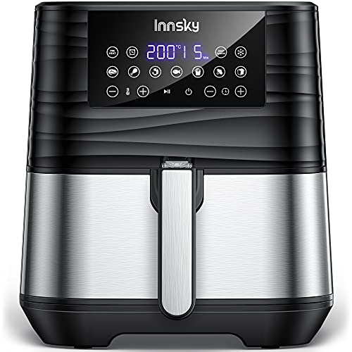 Innsky Freidora sin Aceite 1700W, 5,5L Freidora Aire Caliente con 7 Programas, Air Fryer con Función de Precalentar, Descongelar, Mantener Caliente y Cronometrar, con Recetas, Pantalla LED Táctil