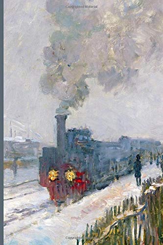 InspirationzStore Notebooks: Claude Monet art - Red Steam Engine Train in the Snow Discreet Internet Password Book Organizer A5 Notebook Logbook, website login details keeper Online Accounts manager
