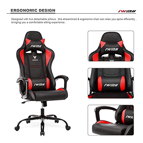 IntimaTe WM Heart Silla Gaming, Silla Gamer con Respaldo Alto Ergonómico, Reposacabezas Ajustable y Soporte Lumbar (Rojo)