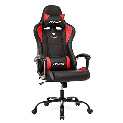 IntimaTe WM Heart Silla Gaming, Silla Gamer con Respaldo Alto Ergonómico, Reposacabezas Ajustable y Soporte Lumbar (Rojo)