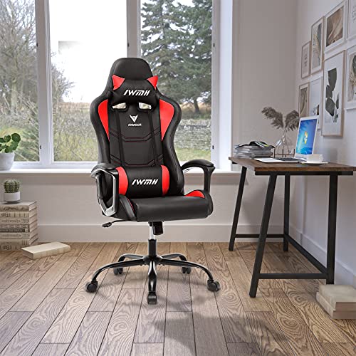 IntimaTe WM Heart Silla Gaming, Silla Gamer con Respaldo Alto Ergonómico, Reposacabezas Ajustable y Soporte Lumbar (Rojo)
