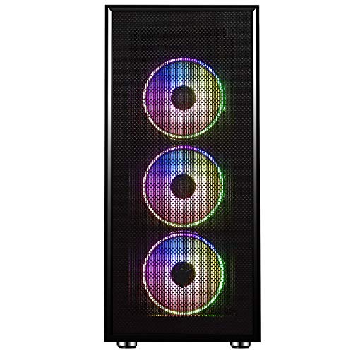 Itek Vertibra H210 – Caja PC Gaming Middle Tower MATX, Ventiladores ARGM de 4 x 12 cm, Preparado para 6 Ventiladores, 2 x USB3, Frontal Perforado y Panel Lateral de Cristal Templado, Color Negro