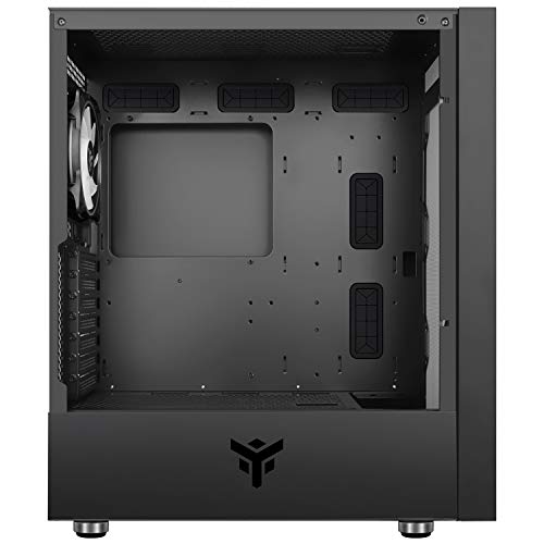 Itek Vertibra H210 – Caja PC Gaming Middle Tower MATX, Ventiladores ARGM de 4 x 12 cm, Preparado para 6 Ventiladores, 2 x USB3, Frontal Perforado y Panel Lateral de Cristal Templado, Color Negro