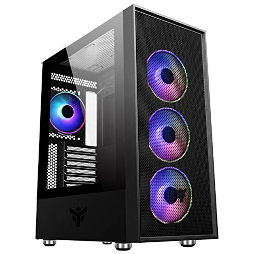 Itek Vertibra H210 – Caja PC Gaming Middle Tower MATX, Ventiladores ARGM de 4 x 12 cm, Preparado para 6 Ventiladores, 2 x USB3, Frontal Perforado y Panel Lateral de Cristal Templado, Color Negro