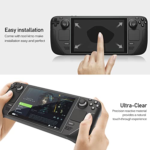 ivoler 3 Piezas Protector de Pantalla para Valve Steam Deck, Cristal Vidrio Templado Premium, 9H Dureza, Antiarañazos, Sin Burbujas