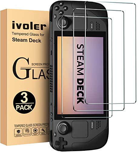 ivoler 3 Piezas Protector de Pantalla para Valve Steam Deck, Cristal Vidrio Templado Premium, 9H Dureza, Antiarañazos, Sin Burbujas