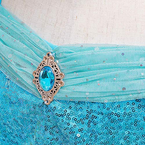 IWEMEK Niña Disfraz de Princesa Jasmine Vestido Aladdin árabe Danza Vientre India Tops Pantalones con Capa y Diadema Traje Carnaval Halloween Cosplay Navidad Cumpleaños Fiesta Costume 01 Azul 8-9