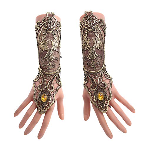 iwobi Guantes de Encaje sin Dedos Guante Largo de Encaje Guantes de Flor de Longitud de Muñeca Guantes Mujer Steampunk Conjunto Chicas Fiesta de Bodas Noche de Baile