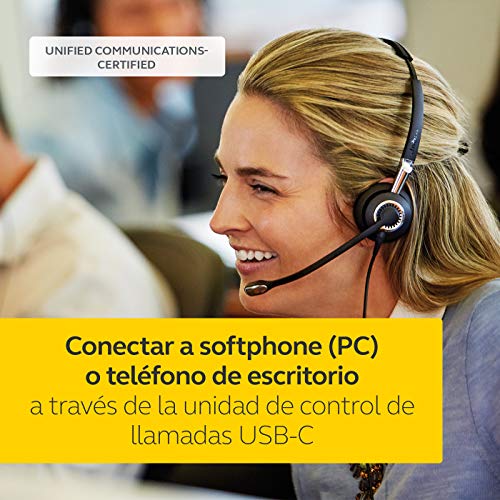 Jabra Biz 2400 II - Auriculares estéreo con Cable USB-A CC UC Certificado para Comunicaciones Unificadas - con cancelación de Ruido, Voz HD y Controlador programable