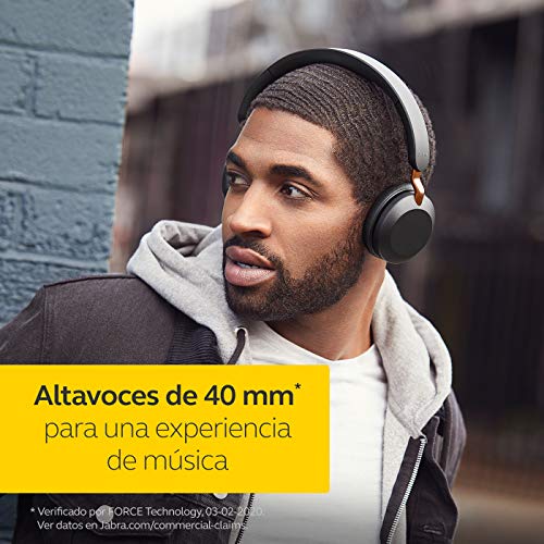 Jabra Elite 45h – Auriculares inalámbricos On-Ear compactos y Plegables – hasta 50 Horas de batería – tecnología de Llamadas a Dos micrófonos – Negro Cobre