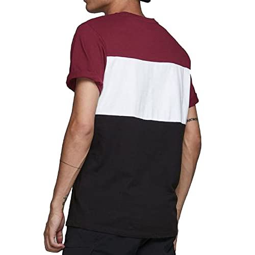 JACK & JONES Jjelogo Blocking tee SS Noos Camiseta, Multicolor (Red/Port Royale), L para Hombre