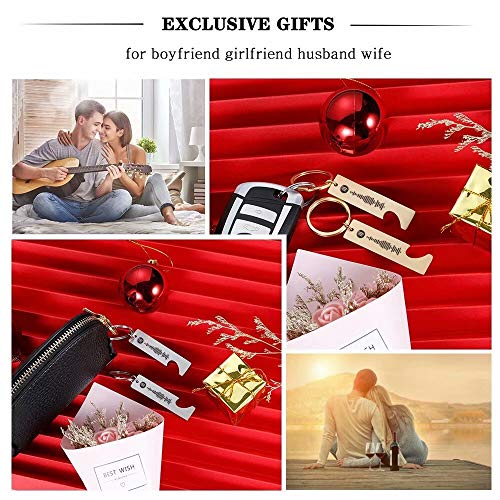 Jacklin F Música personalizada Spotify Code Keychain 2PCS DIY Custom Spotify Code Cuff Llavero para mujeres Llavero de acero inoxidable Joyería para amigos Parejas Amantes