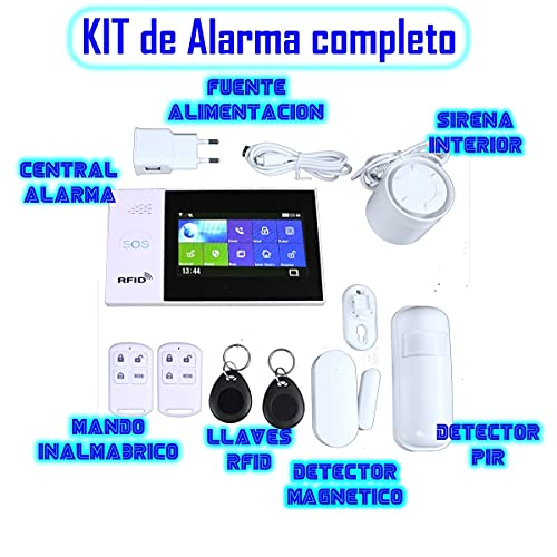 JANDEI - Kit Alarma hogar y Negocio inalámbrica, Tuya Smart, Tarjeta gsm, Alexa, Google Home