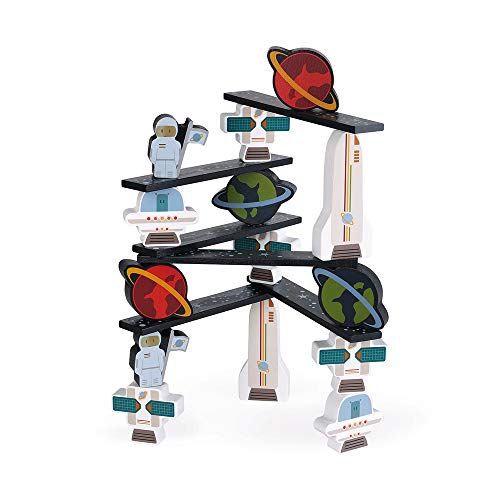 Janod - Equilibrio en el espacio - Primeros juguetes de madera y juguetes de habilidad - Para desarrollar la motricidad fina, la concentración y la imaginación - De 2 a 6 años, J08084