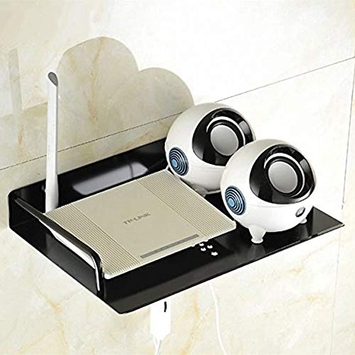 JanTeelGO DVD Pared Soporte para Estante, aleación de Aluminio Pared Soporte para Estante para TV Box, Apple TV, Roku 3/2, Router, decodificador, Mini PC (1 Tier, Negro)