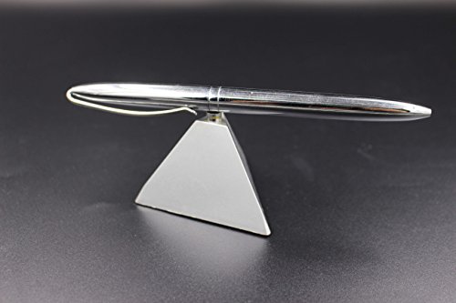 JASON YUEN Pluma magnética Flotante - Bolígrafo Brillante de Cromo con Base magnética - Pluma de Escritura con Soporte de imán para artículos de Regalo de Oficina (Bright Chrome, Base Triangular)