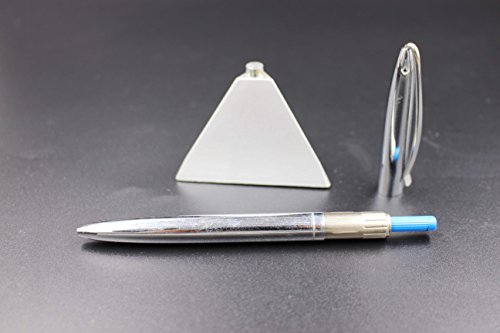 JASON YUEN Pluma magnética Flotante - Bolígrafo Brillante de Cromo con Base magnética - Pluma de Escritura con Soporte de imán para artículos de Regalo de Oficina (Bright Chrome, Base Triangular)