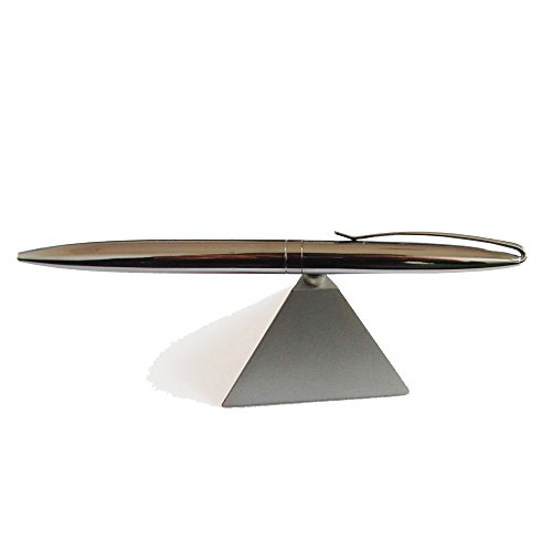 JASON YUEN Pluma magnética Flotante - Bolígrafo Brillante de Cromo con Base magnética - Pluma de Escritura con Soporte de imán para artículos de Regalo de Oficina (Bright Chrome, Base Triangular)