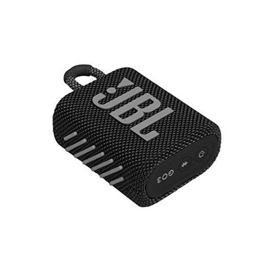 JBL GO 3 - Altavoz inalámbrico portátil con Bluetooth, resistente al agua y al polvo (IP67), hasta 5h de reproducción con sonido de alta fidelidad, negro