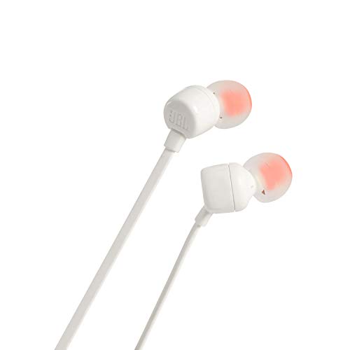JBL T110 Auriculares In Ear con Pure Bass - Con manejo de un solo botón y micrófono, color blanco