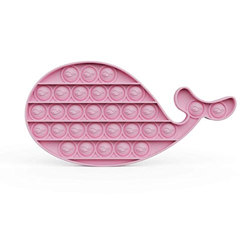 JEG Juguete fidget con burbujas, juguete sensorial, de silicona para autismo, alivia el estrés y la ansiedad, juguete para niños y adultos (ballena, rosa, talla única)