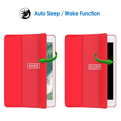 JETech Funda para iPad Air, Carcasa con Soporte Función, Auto-Sueño/Estela, Rojo