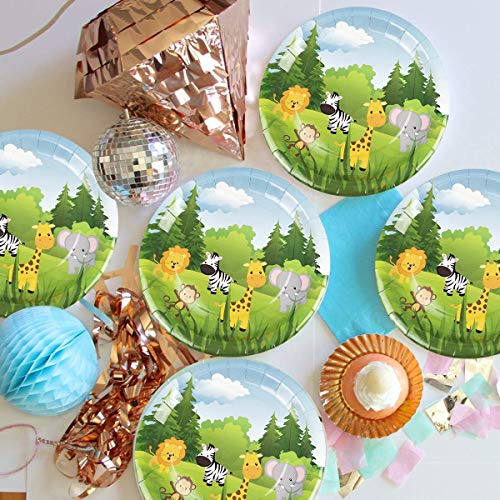 JeVenis Set de 58 Jungle Animals Party Supplies Jungle Party Plates Jungle Theme Birthday Party Supplies Jungle Party Favors Jungle Animals Cupcake Toppers
