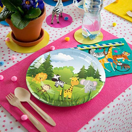 JeVenis Set de 58 Jungle Animals Party Supplies Jungle Party Plates Jungle Theme Birthday Party Supplies Jungle Party Favors Jungle Animals Cupcake Toppers