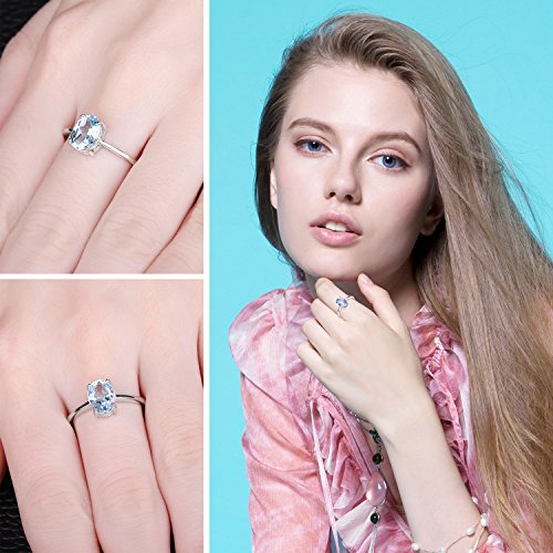 JewelryPalace Anillos Mujer Plata Piedra Preciosa Natural Amatista Citrino Granate Peridoto Topacio Birthstone Solitario, Anillos Plata de ley 925 Mujer, Aniversario, Joyería Personalizada