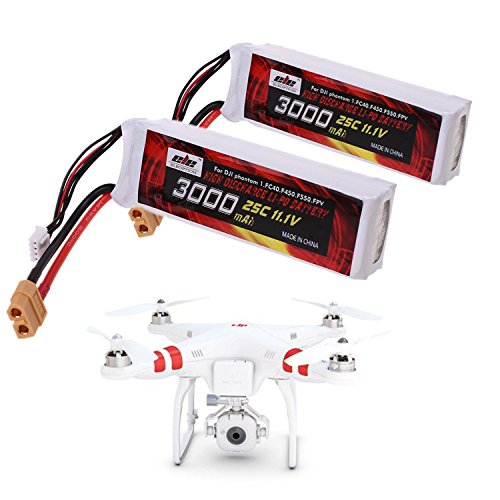 Jian Ya Na 3S 3000mAh 11.1V 3.0Ah Lipo reemplazo de la batería 25C XT60 enchufable para DJI Phantom 1 FC40 F450 F550 FPV 2 paquetes