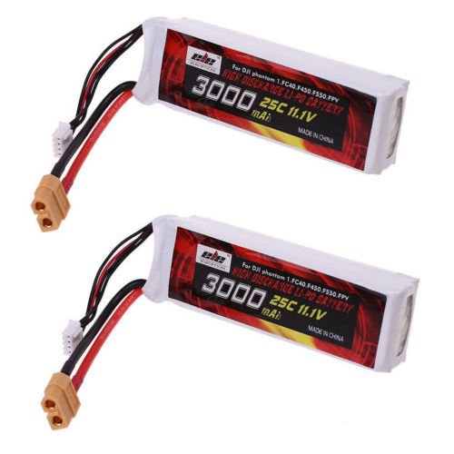 Jian Ya Na 3S 3000mAh 11.1V 3.0Ah Lipo reemplazo de la batería 25C XT60 enchufable para DJI Phantom 1 FC40 F450 F550 FPV 2 paquetes