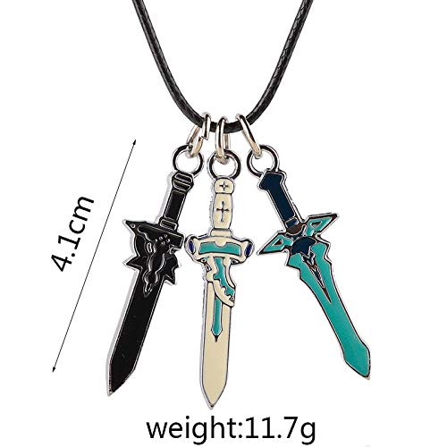 JIAORLEI Caliente Anime joyería Sword Art Online Colgante 3 unids/Set Esmalte Cruz Arma Asuna Kirito Cosplay Collar Unisex joyería Collier