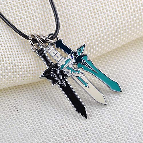 JIAORLEI Caliente Anime joyería Sword Art Online Colgante 3 unids/Set Esmalte Cruz Arma Asuna Kirito Cosplay Collar Unisex joyería Collier