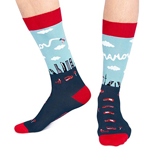 Jimmy Lion Calcetines Mahou Skyline - Azul Talla 41-46 en algodón peinado. Media Caña.