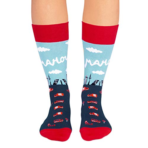 Jimmy Lion Calcetines Mahou Skyline - Azul Talla 41-46 en algodón peinado. Media Caña.