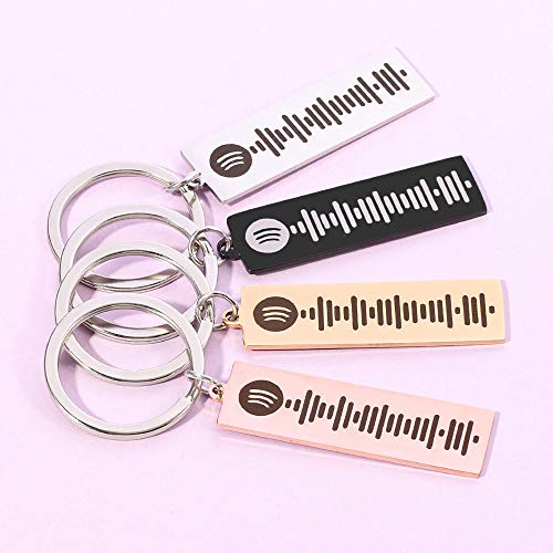 Jinlinjew Llavero con código de escaneo de Spotify de música personalizado para mujeres y hombres, llavero con código de canción grabado con láser personalizado, regalos para parejas
