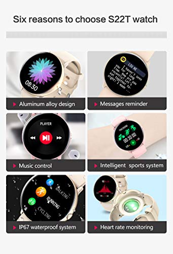 JINPXI 2022 Newest SmartwatchMujer Reloj Inteligente para Mujer con Termómetro,Recordatorio del Ciclo Fisiologico,Monitor de Frecuencia Cardíaca,Pulsómetro,Mode Deporte,Pulsera Actividad Inteligente