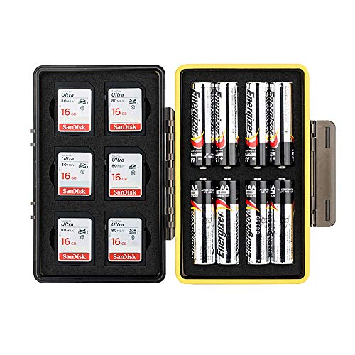JJC Estuche para Tarjetas de memorias: 6 Tarjetas SD SDHC SDXC y 8 Pilas AA